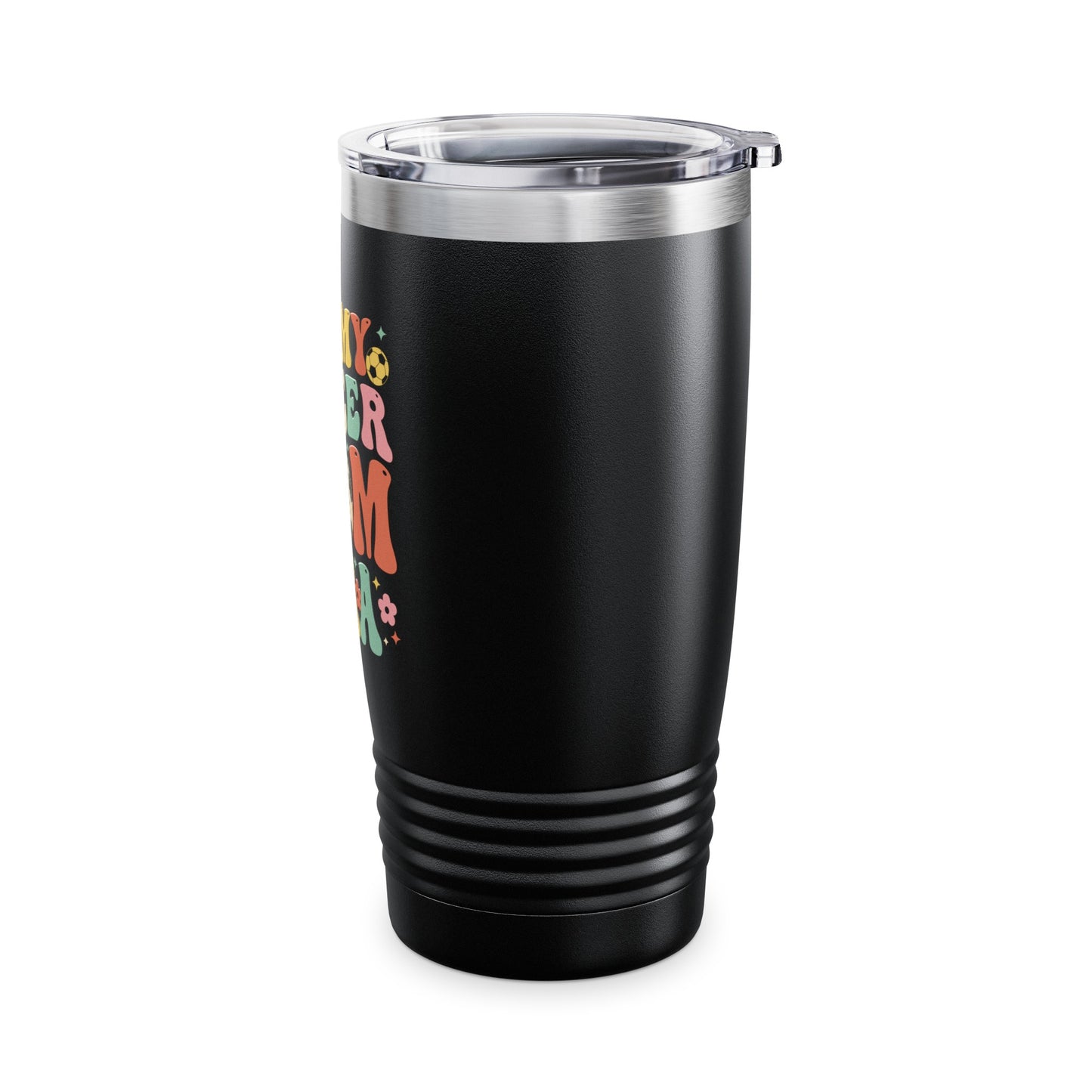Groovy Soccer Mom Era Black Ringneck Tumbler, 20oz