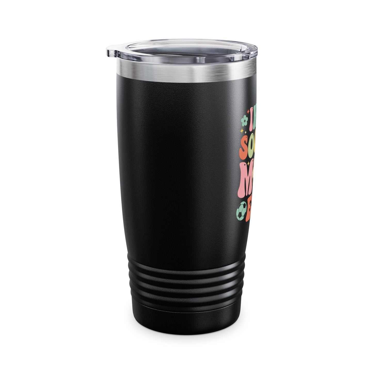 Groovy Soccer Mom Era Black Ringneck Tumbler, 20oz