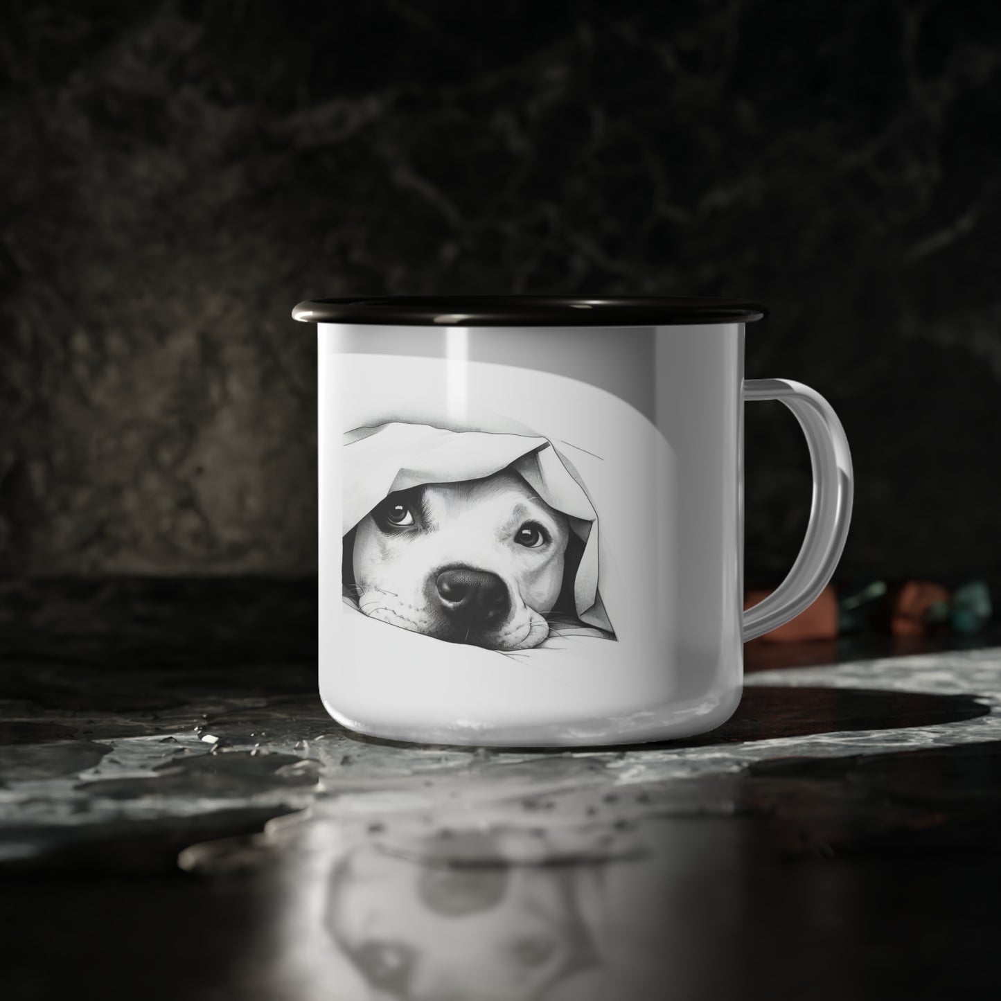 Peeking Pittie Enamel Camp Cup