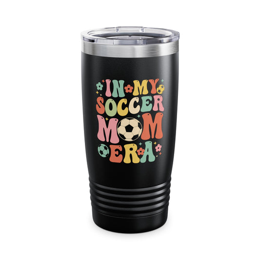 Groovy Soccer Mom Era Black Ringneck Tumbler, 20oz