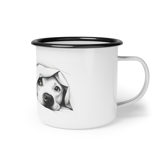 Peeking Pittie Enamel Camp Cup
